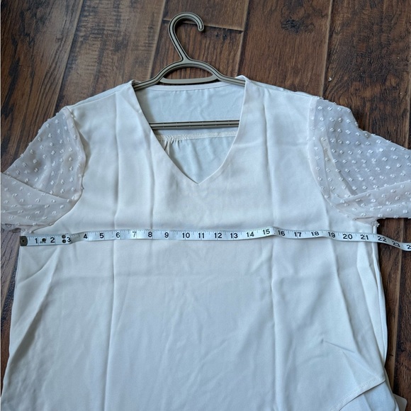 SHEIN Light Pink Blouse with Sheer Polka Dot Sleeves - Picture 7 of 7